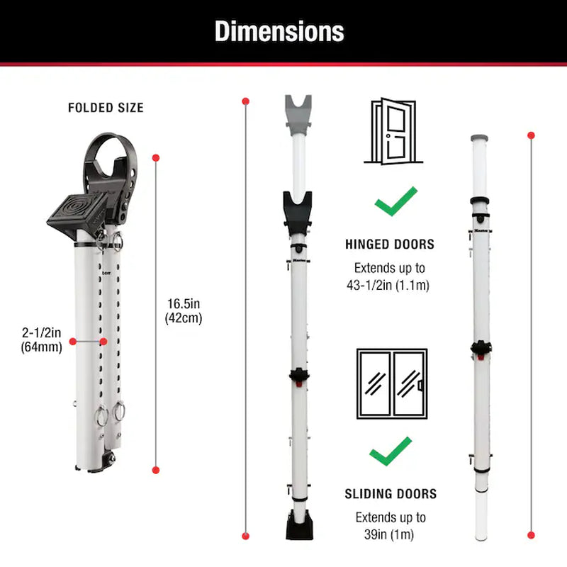 30-In to 43.5-In Adjustable Steel Sliding Patio Door Security Bar