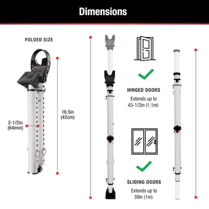 30-In to 43.5-In Adjustable Steel Sliding Patio Door Security Bar