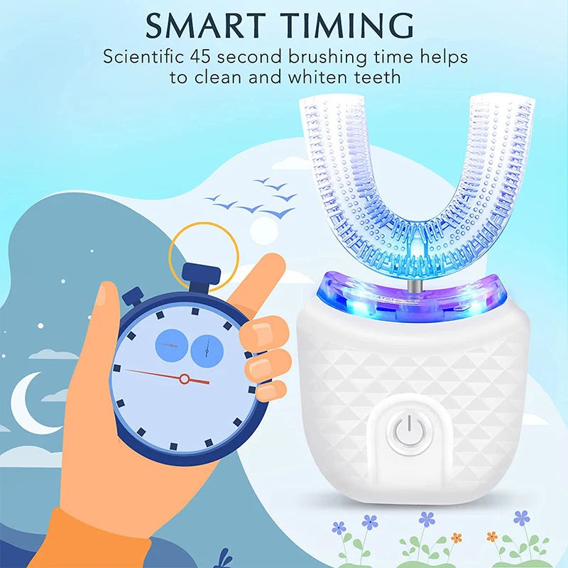 Wireless Charging U-Shaped Adult Electric Toothbrush Ultrasonic Toothbrush with Silicone Waterproof Vibration Sonic Toothbrush