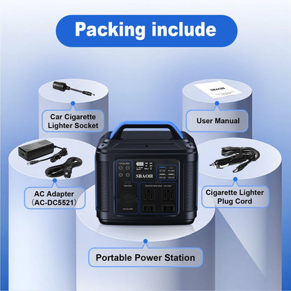 Portable Power Station, 300W 296Wh Solar Generator 80000Mah Lithium Battery Solar Power Banks Generator Power Source for Camping