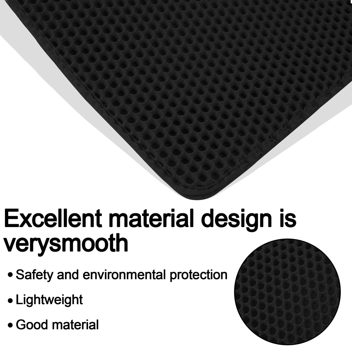 Cat Litter Mat, Double Layer Waterproof Litter Box Mat Urine Proof Trapping Mat (BLACK, 29X21Inch)